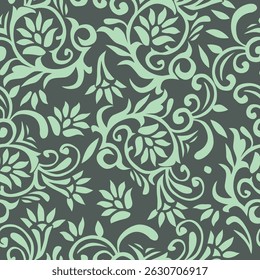 seamless vector pattern of vintage millefleurs design, wild roses, shabby chic