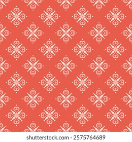 Seamless vector pattern with vintage ornament on red background. Decorative design for fabrics, textiles, covers, wallpapers and other surfaces.