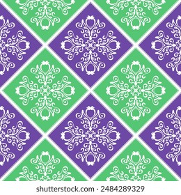 Seamless vector pattern with vintage rhombus ornament. Geometric print for textiles, upholstery, interior decor, wallpaper and other surfaces.