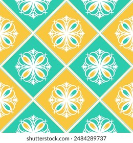Seamless vector pattern with vintage rhombus ornament. Geometric print for textiles, upholstery, interior decor, wallpaper and other surfaces.