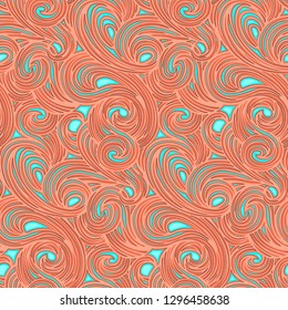 Seamless vector pattern. Vortex stripes pattern coral color. Design wallpaper, fabrics, postal packaging.