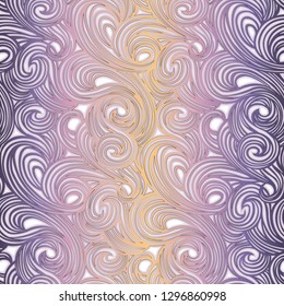 Seamless vector pattern. Vortex stripes pattern in delicate violet and lavender pastel colors. Wallpaper design, textiles, postal packaging.