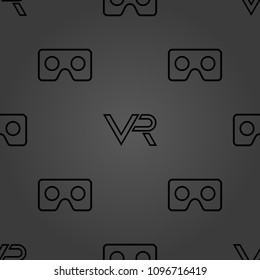 Seamless vector pattern with VR logos. Virtual reality black logos