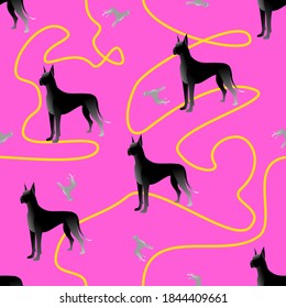 seamless vector pattern walking dogs