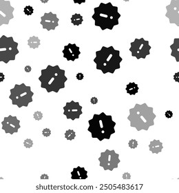 Seamless vector pattern with warning symbols, creating a creative monochrome background with rotated elements. Vector illustration on white background