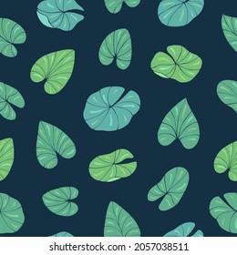 Seamless vector pattern of water lilies. Decoration print for wrapping, wallpaper, fabric, textile.