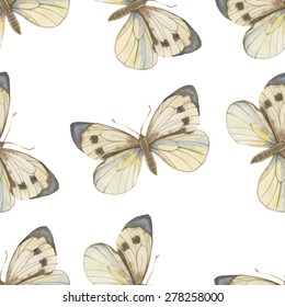 Seamless vector pattern. Watercolor butterfly. Vector 