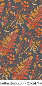 Seamless vector pattern of watercolor herbs and flowers, for fabric, paper and other printing and web projects.