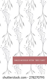 Seamless vector pattern with watercolor plants - Shutterstock ID 278270795