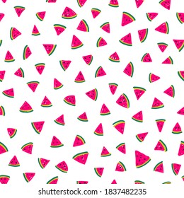 Seamless vector pattern of watermelon pieces on white background