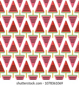 Seamless vector pattern with watermelon popsicles.