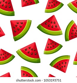 Seamless vector pattern with watermelon slices. Vector illustration.