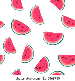 Seamless vector pattern with watermelon slices