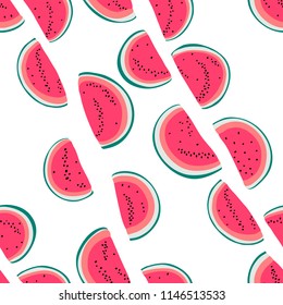 Seamless vector pattern with watermelon slices
