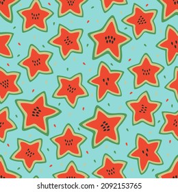 Seamless vector pattern with watermelon stars.