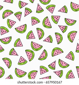 Seamless vector pattern with watermelon. Trendy summer illustration.