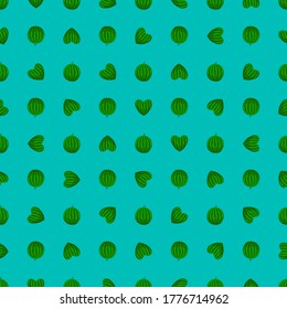 Seamless vector pattern of watermelons. Illustration in cartoon style. Decorative bright fruits for your design of textiles, t-shirts, banners, fabrics, backgrounds. Stylized summer juicy print.