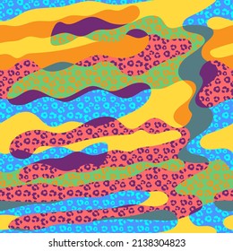 Seamless vector pattern with wave colorful shapes