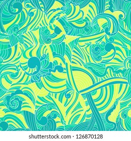 Seamless vector pattern with a lot of wave elements