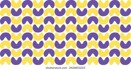 Seamless vector pattern with wavy lines in purple and yellow colors. gummy shape.
