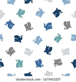 Seamless vector pattern of whales on white background
