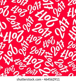 Seamless vector pattern of white 2017 on red background.