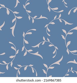 Seamless vector pattern with white abstract branches on a blue background
