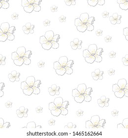 seamless vector pattern of white apple flowers