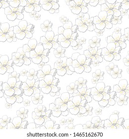 seamless vector pattern of white apple flowers