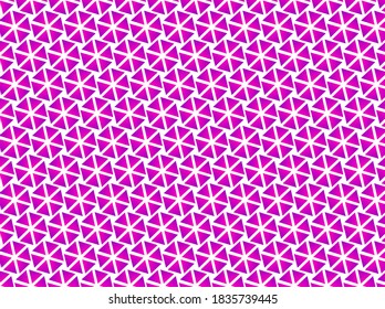 Seamless vector pattern in white background, Radiant gradients. Tri angle shapes create geometric flowers. Colorful design for textile or wrapping