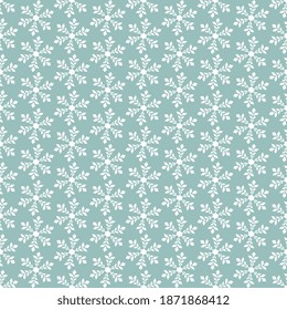 
Seamless vector pattern with white beautiful snowflakes on a bluish background. Illustration for packaging, surface, postcards.