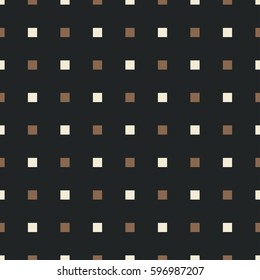 Seamless vector pattern with white and brown squares on dark background