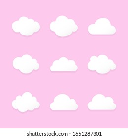 Seamless vector pattern white clouds on pink.