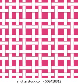 Seamless vector pattern with white crossing lines on pink background. Vector squared illustration for your design