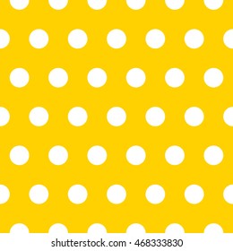 Seamless vector pattern with white dots  on yeloow background