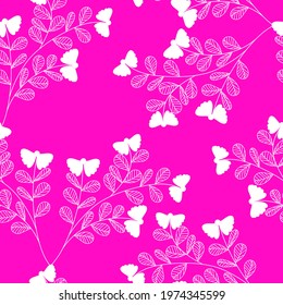 Seamless vector pattern pattern of white flowers on a pink background , perfect for wallpaper, fabric, gift wrapping.