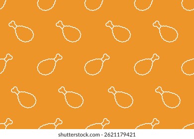 A seamless vector pattern with white fried chicken outlines on an orange background. Perfect for food-related branding and design projects.