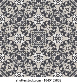 Seamless vector pattern in white gray black. Style ornament  for textiles, pillows, interior decoration, paper.