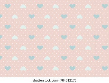 Seamless vector pattern with white hearts on pastel background