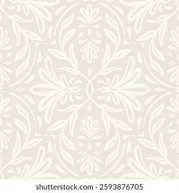 seamless vector pattern white on beige elegant floral damask for textile fabric wallpaper scrapbook