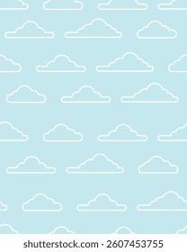 Seamless Vector Pattern of White Outline on Light Blue