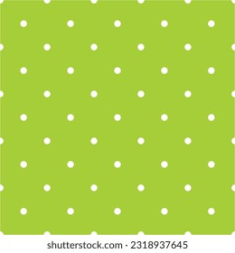 Seamless vector pattern with white polka dots on a fresh spring grass green background. For desktop wallpaper, web design, hipster blog, wedding or baby shower albums, backgrounds, arts and