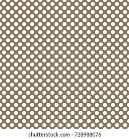 Seamless vector pattern with white polka dots on tile brown background