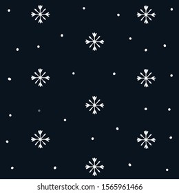 Seamless vector pattern white snowflakes on dark background