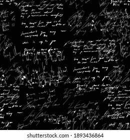 Seamless vector pattern. White text on a black background. Blackboard illustration