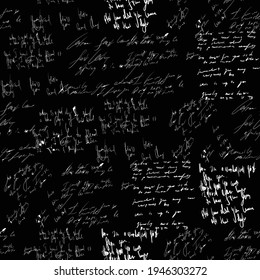 Seamless vector pattern. White text on a black background.