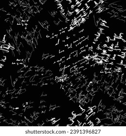 Seamless vector pattern. White text on a black background.