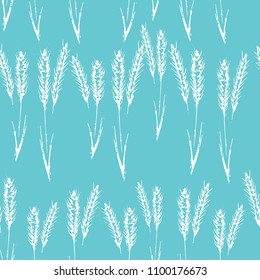
Seamless vector pattern of white wildflowers on blue background. Stock illustration.