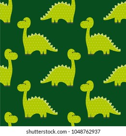 Seamless vector pattern whith cute textile dinosaur