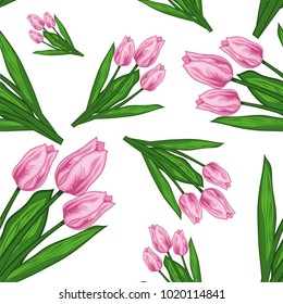 Seamless vector pattern whith tulip